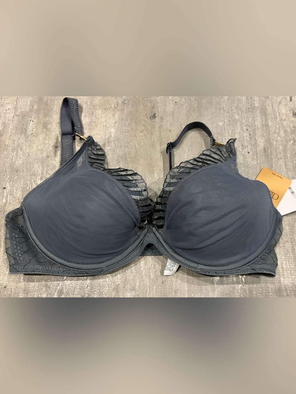 NWT CHANTELLE smooth lightly lined Bra 32DD Geish lace trim French lingerie